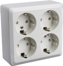 Stikkontakt UTP 4-veis m/jord - Atia 